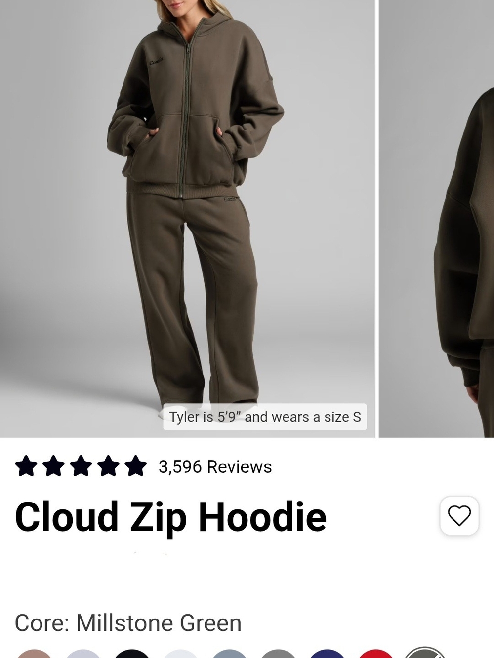 Comfrt Cloud Zip Hoodie in Millstone Green - L